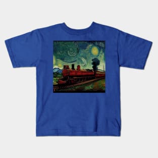 Starry Night Wizarding Express Train Kids T-Shirt